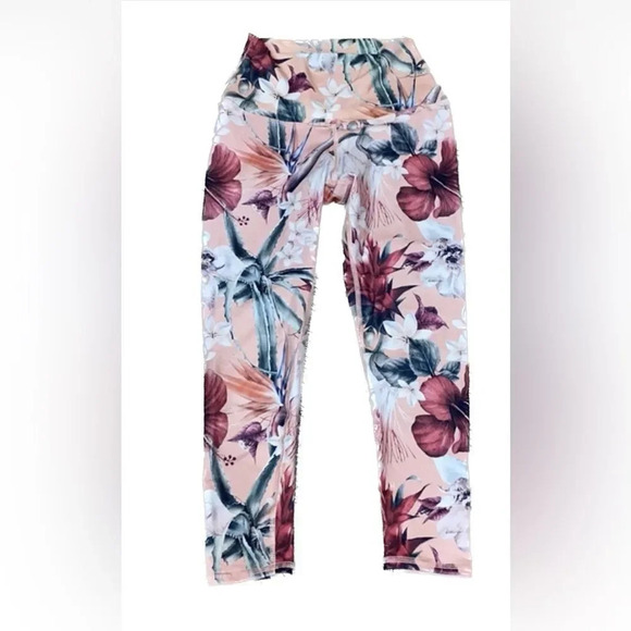 Ankle length high waist floral print leggings - Picture 1 of 5